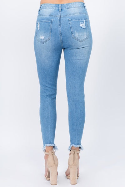 High Waist Distressed Skinny Jeans