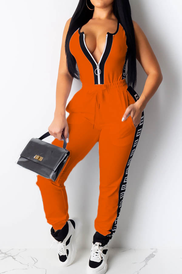 V NECK SLEEVELESS JUMPSUIT