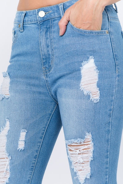 High Waist Distressed Skinny Jeans