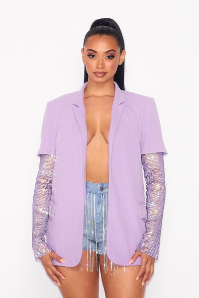 Rhinestone Sleeved Blazer