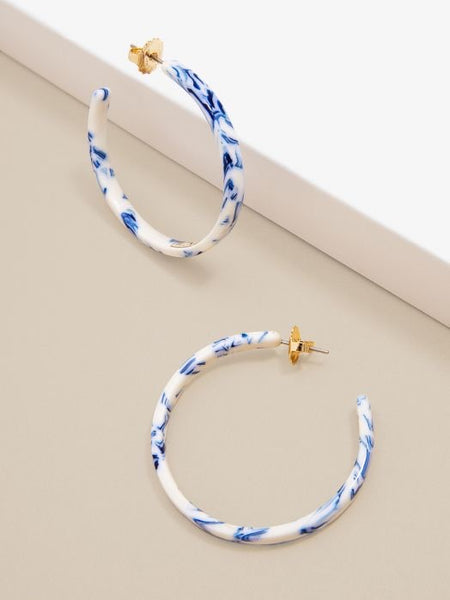 Porcelain Pattern Hoop Earrings