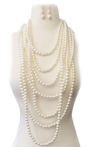 Multi Layered dangling Pearl Set